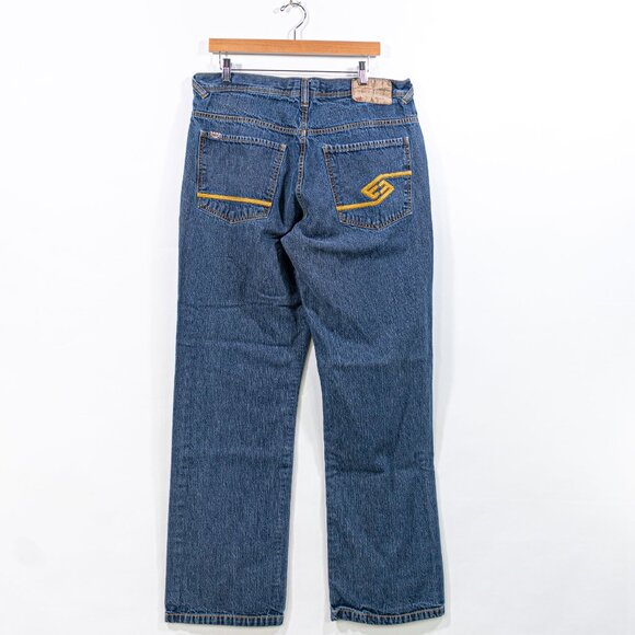 ENYCE Hip Hop Baggy Jeans 37 x 32 Y2K Embroidered Skater Wide Leg Streetwear - Picture 1 of 14